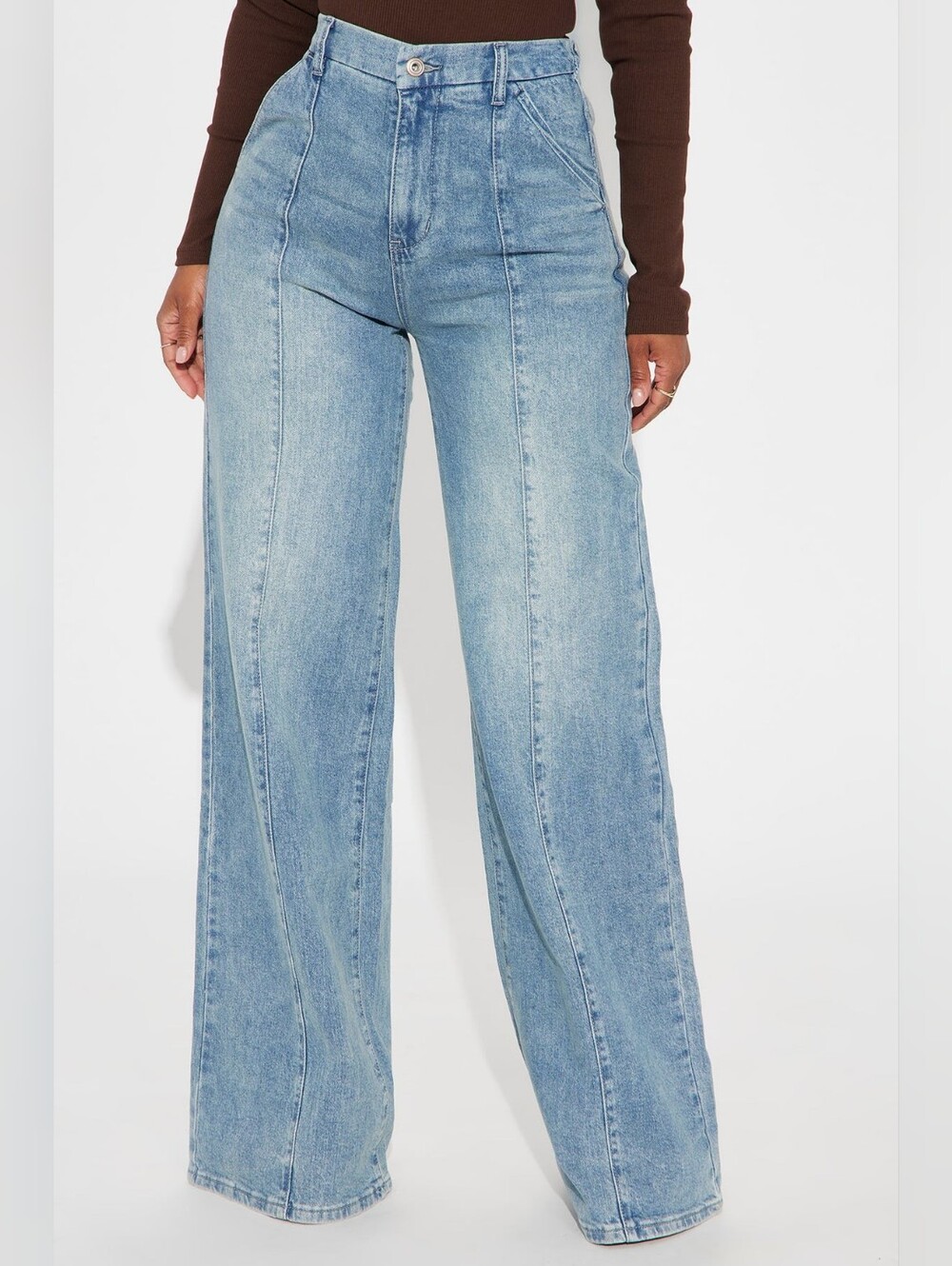 Fashion Nova Light Blue High-Rise Wide Leg Jeans